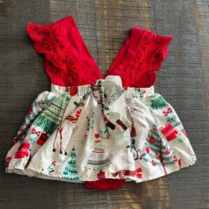 Infant Girl Photo Prop Outfit with Headband Christmas 3-6 months Romper